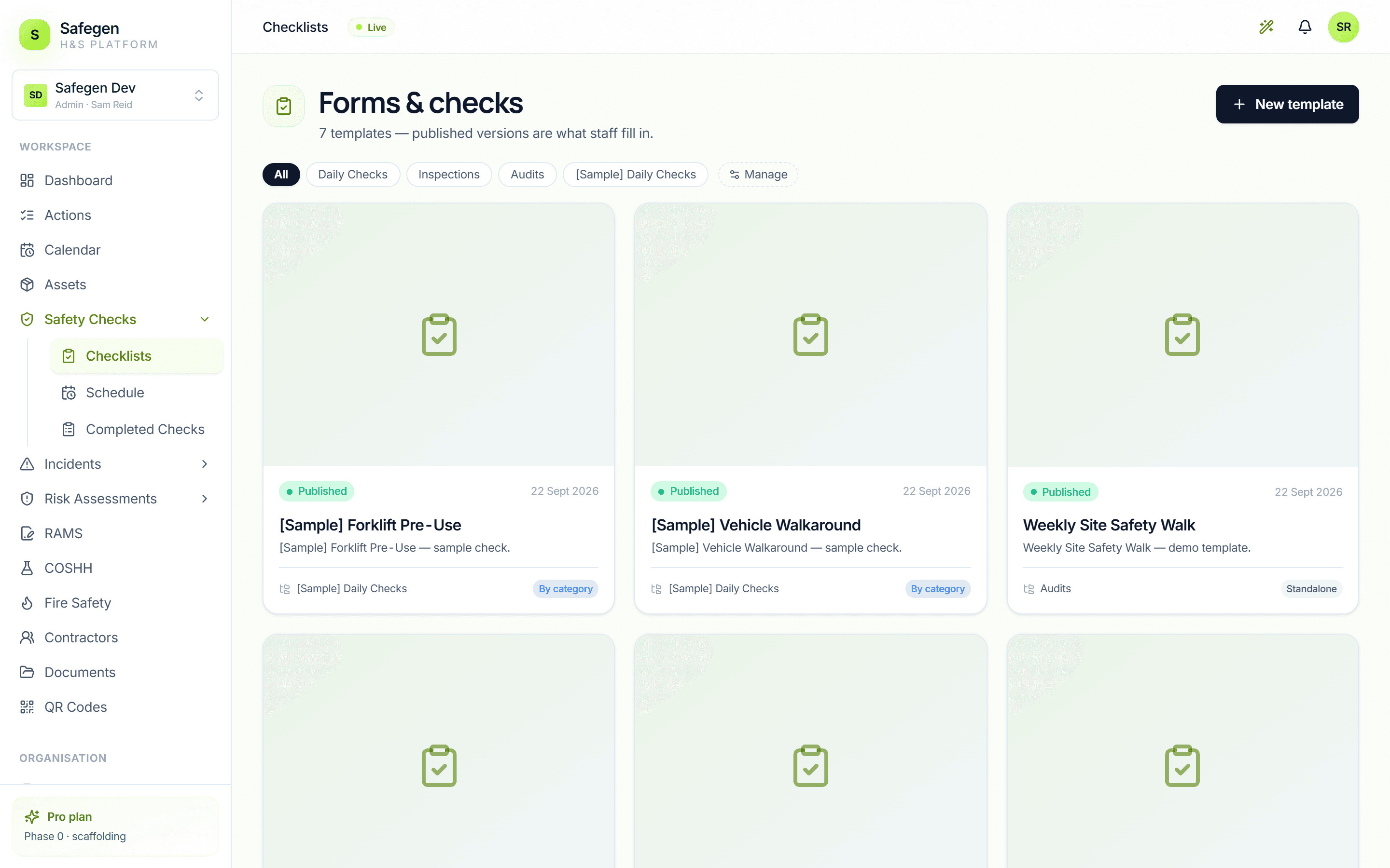 The form templates library and a scheduled check