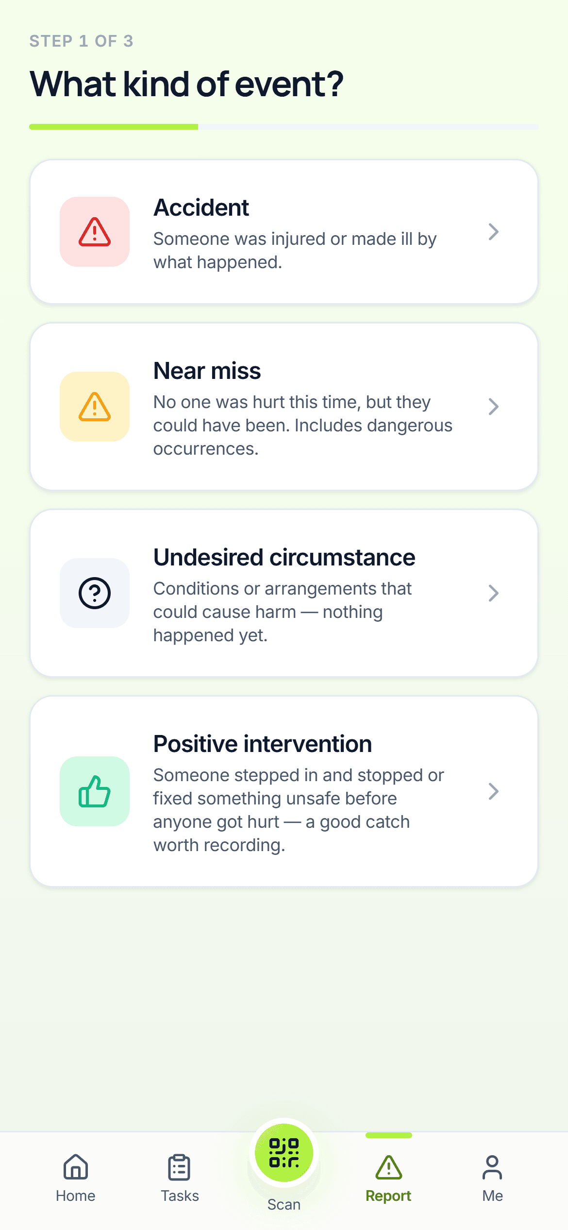 Reporting an incident from the staff app